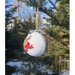 Christmas Ornament with Cross-Stitch Deer Motif