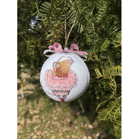 Hand-Embroidered Ballerina Mouse Christmas Ornament