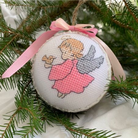 Weihnachtskugel mit gesticktem Engel
