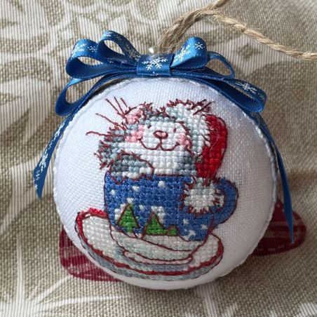 Christmas Tree Ornament Kitty in a Mug.