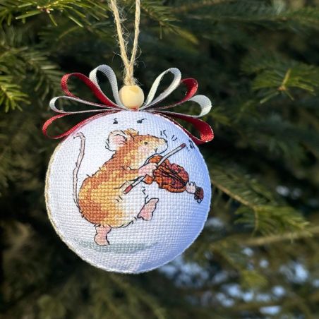 Hand-Embroidered Christmas Ornament – Violinist Mouse