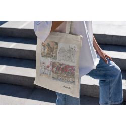 Town squares Tote Bag, beige