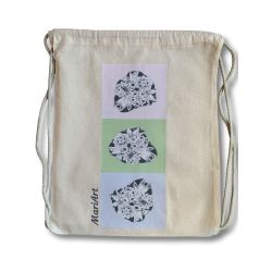 Cotton drawstring bag with floral ornament