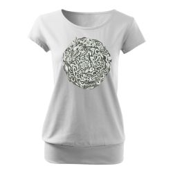 Women's T-shirt  with a floral black and white ornament