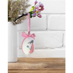 Hand-embroidered Easter decoration Mrs. Rabbit.